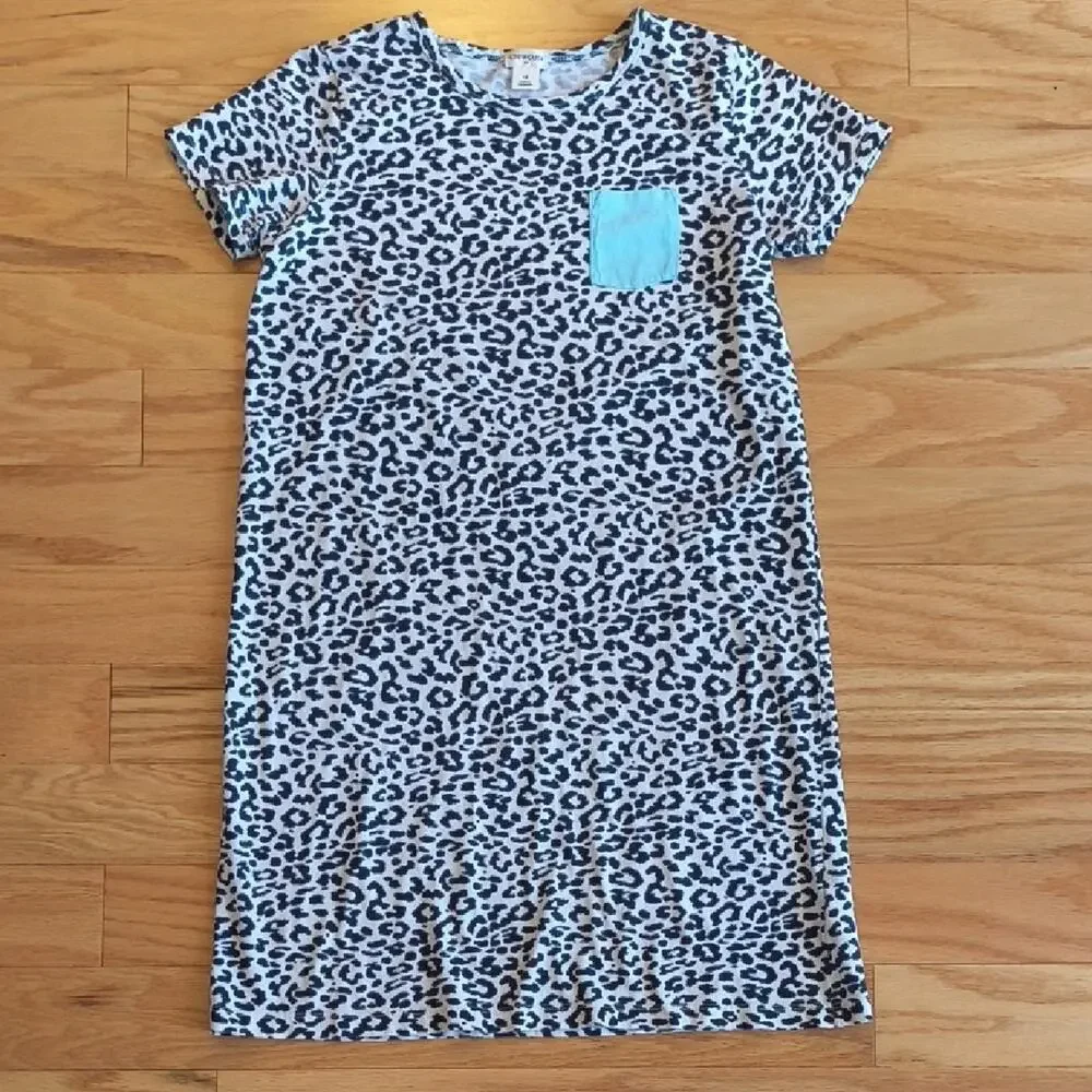 Crewcuts, Leopard Print T-Shirt Dress w/ Front Pocket, Size 12 (EUC)